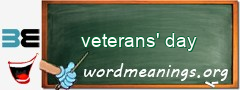 WordMeaning blackboard for veterans' day